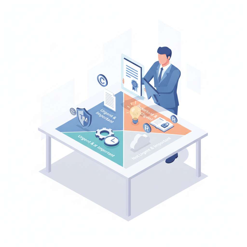 Isometric illustration of the priority matrix for small business asset protection