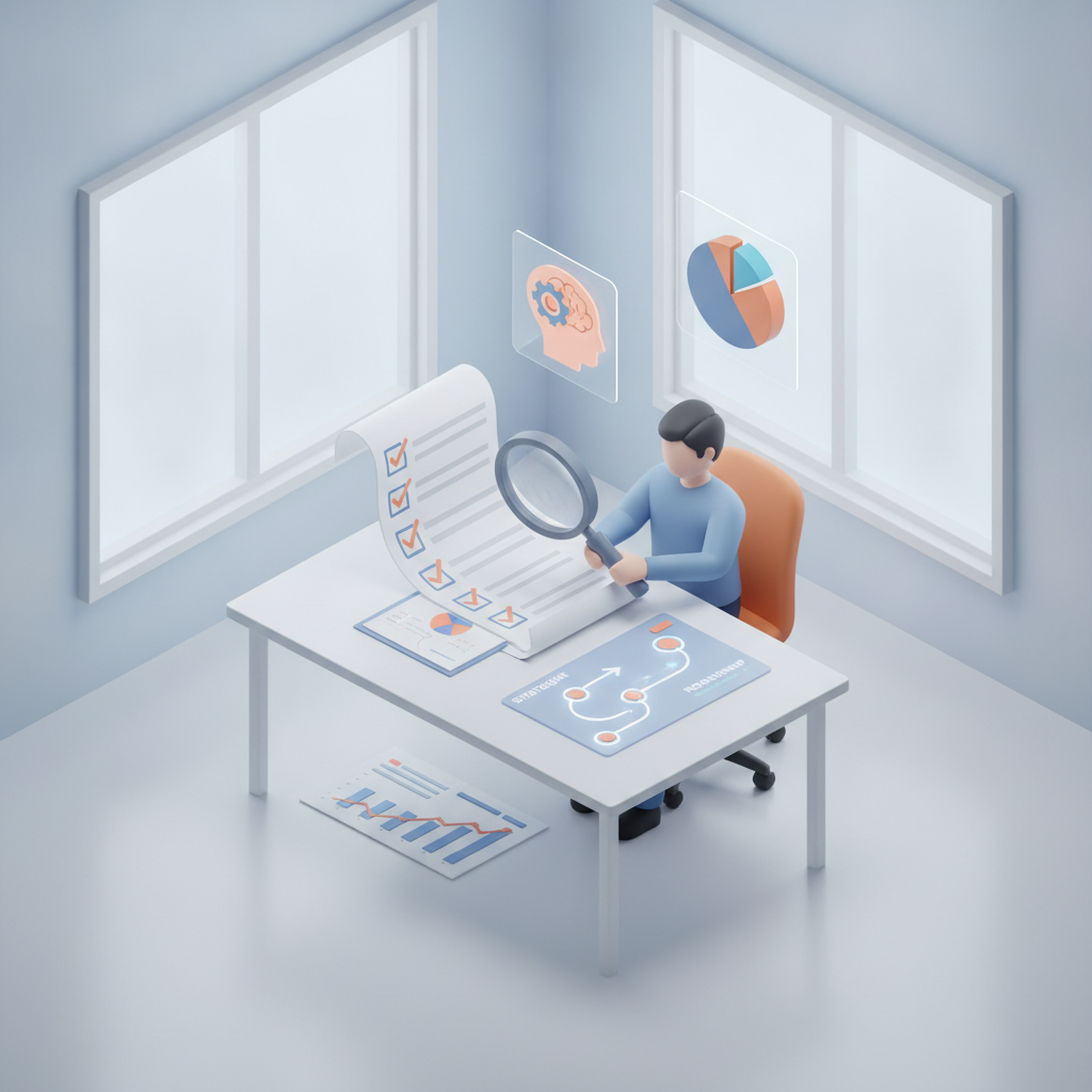 Illustration of the process of analyzing business assets and planning intellectual property protection