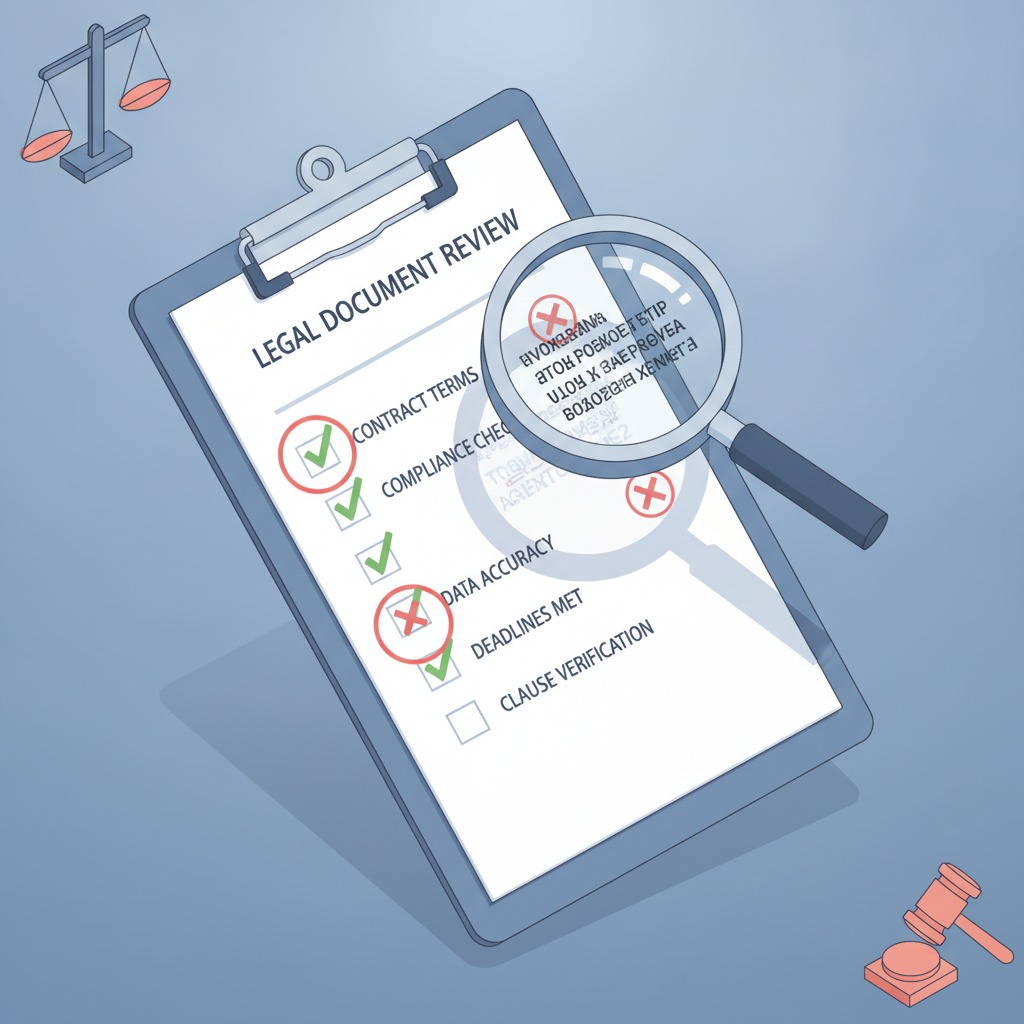 Isometric illustration of a checklist with document errors